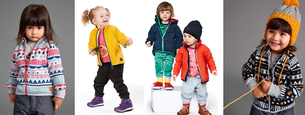 Barn med mellanlager plagg